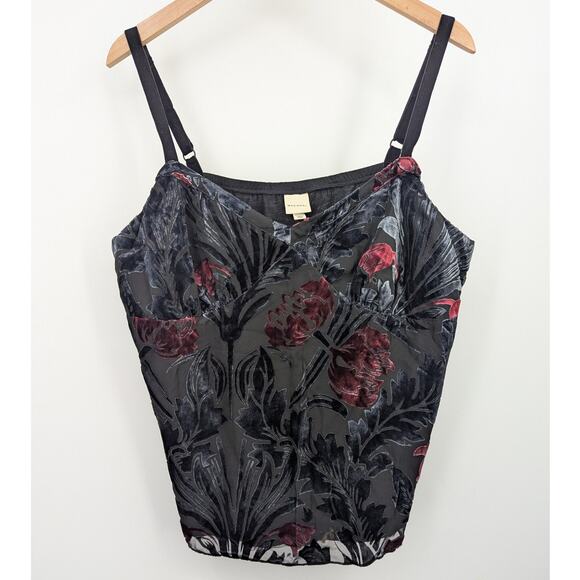 Merona Velvet Burnout Floral Camisole Tank Top Adjustable Straps Size 20 - 22W - Picture 1 of 6